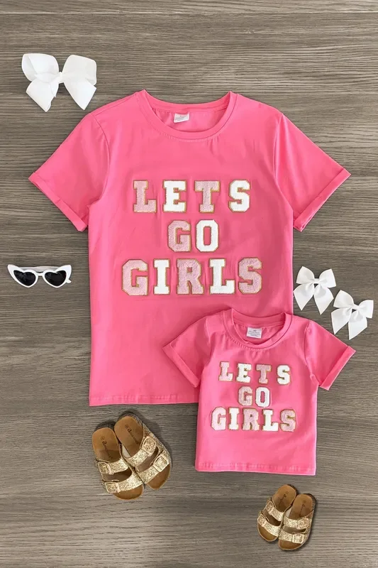 Mom & Me – “Let’s Go Girls ” Pink Short Sleeve Top