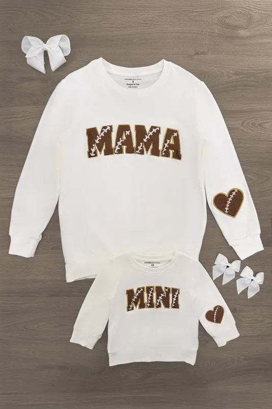 Mom & Me – “Mama & Mini ” Football Chenille Patch Top