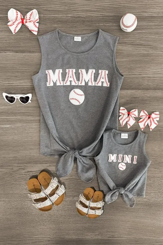 Mom & Me – “Mama & Mini ” Gray Chenille Patch Top