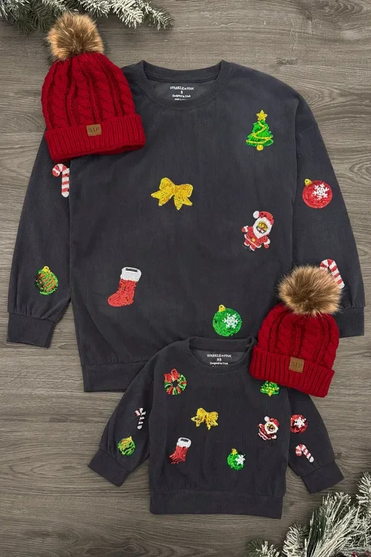 Mom & Me – Corduroy Sequin Christmas Top