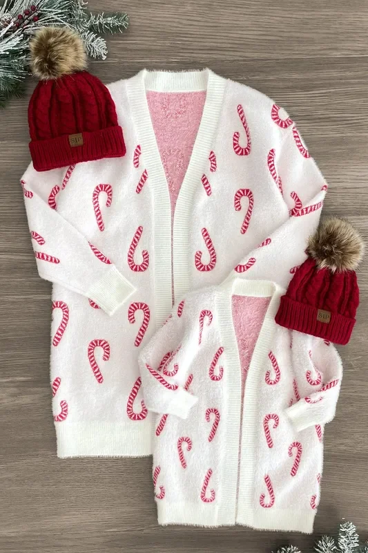 Mom & Me – Cozy Candy Cane Cardigan