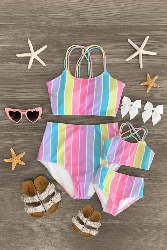 Mom & Me – Pastel Stripe Bikini