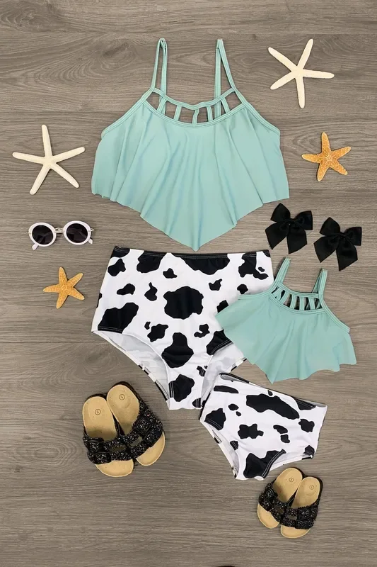 Mom & Me – Sage & Cow Hide Bikini