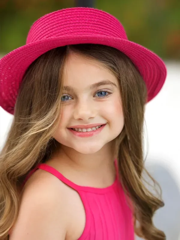 Mommy and Me Solid Color Straw Sun Hat