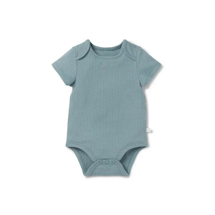 MORI Ribbed Short Sleeve Bodysuit – Blue
