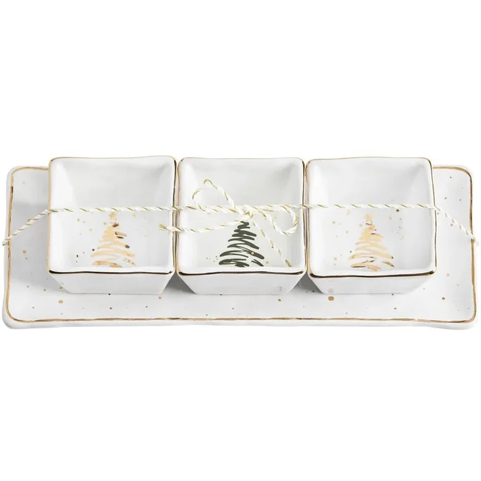 Mud Pie Gold Triple Dip Tray Set