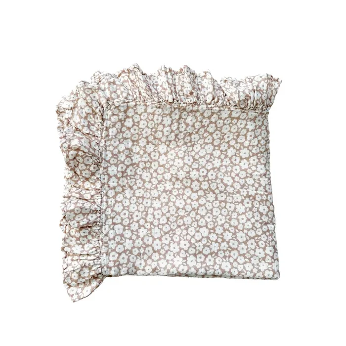 Muslin Swaddle Blanket – Mocha Ditsy Floral Ruffle