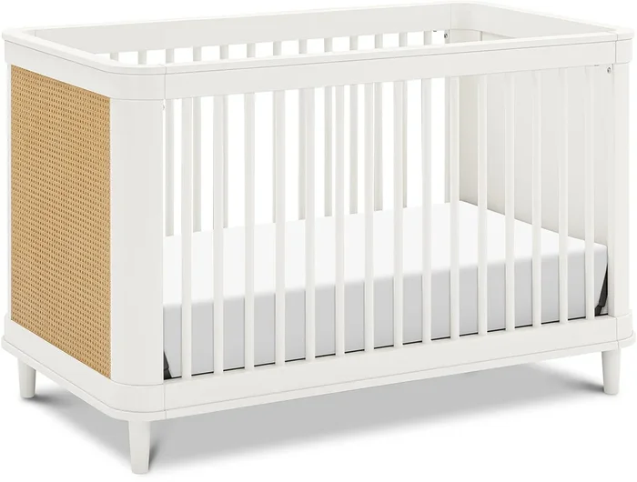 Namesake Marin w/ Cane 3-in-1 Convertible Crib – Warm White / Honey Cane