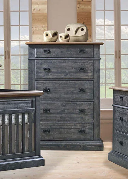 Natart Cortina 5 Drawer Dresser in Black Chalet/Cognac
