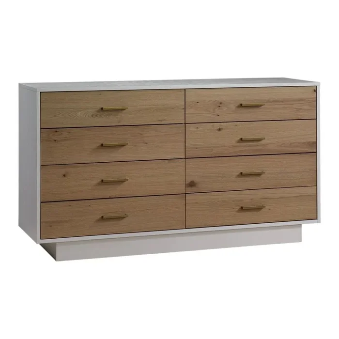 Natart Signature Series Como Naturale 8-Drawer 52 inch Double Dresser – White/Natural Oak