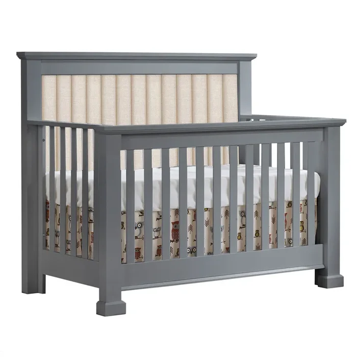 Natart Taylor “5-in-1 ” Convertible Crib with Channel Tufted Linen Talc (without rails)