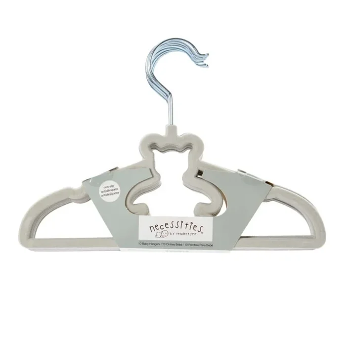 Necessities by TenderTyme 10-Pack Non-Slip Design Baby Hangers – Grey Bear