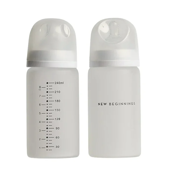 New Beginnings Glass Bottle 240ml Twin Pack Silicone Outer