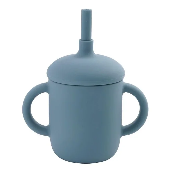 New No Spill Sippy Silicone Cup with Straw
