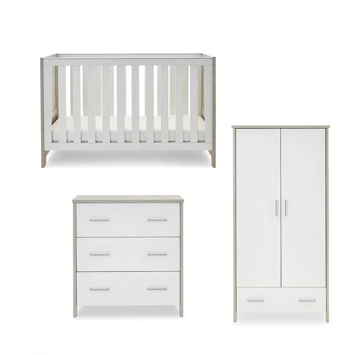 Obaby Nika 3 Piece Room Set – Grey Wash + White