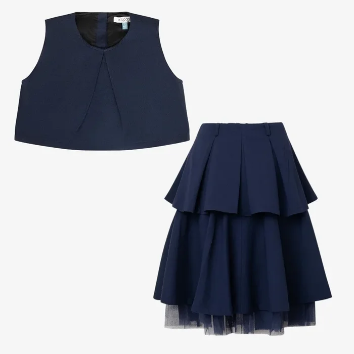 Odette Vest And Skirt – Navy