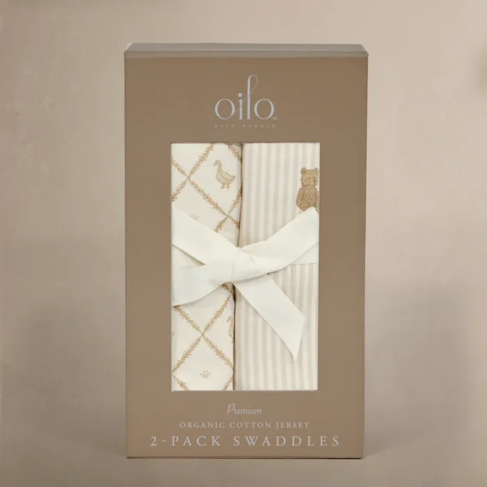 Oilo Bear & Duck Jersey Swaddle Blanket Set