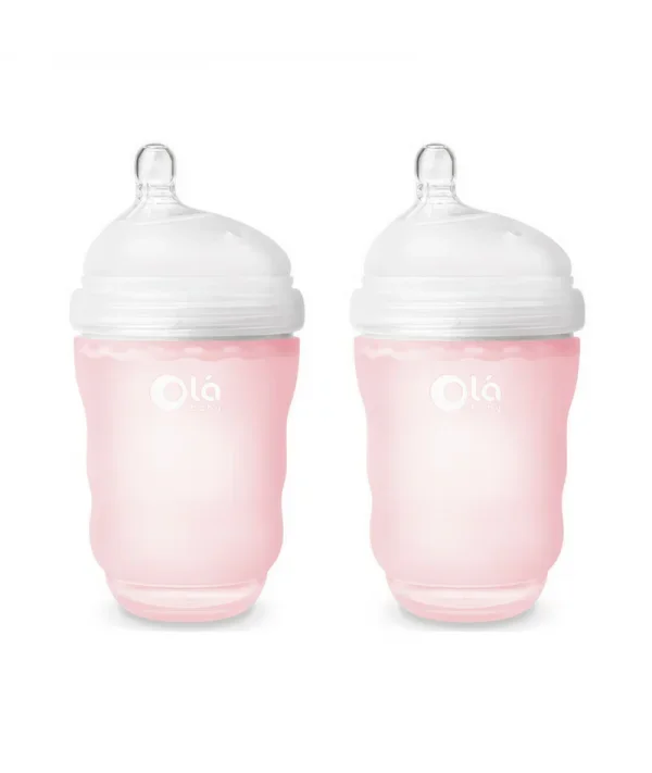 Olababy Silicone Bottle 8oz – Rose Pink / 2 pack