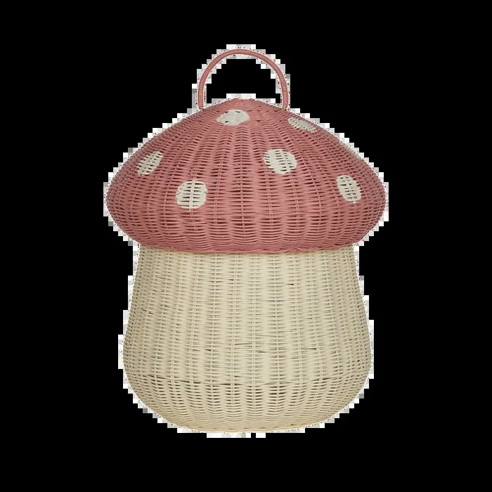 Olli Ella Rattan Mushroom Storage Basket | Musk Pink