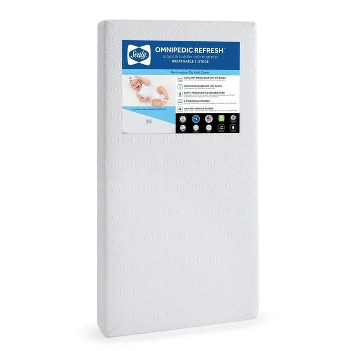 OmniPedic Refresh Breathable Knit 2-Stage Crib Mattress – Off White