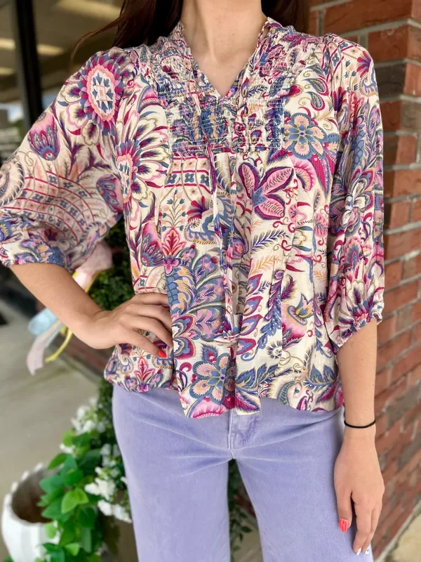 On Your Mind Floral Paisley Boho Top