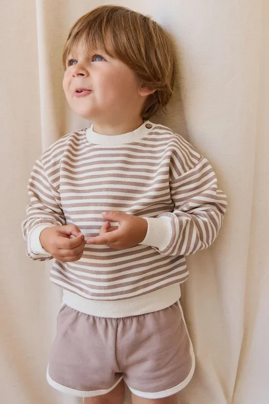 Organic Cotton Peyton Sweatshirt – Standard Stripe Carven Clay/Cloud