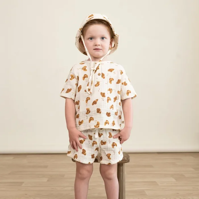 Organic Raglan Shirt & Shorts Set – Croissant