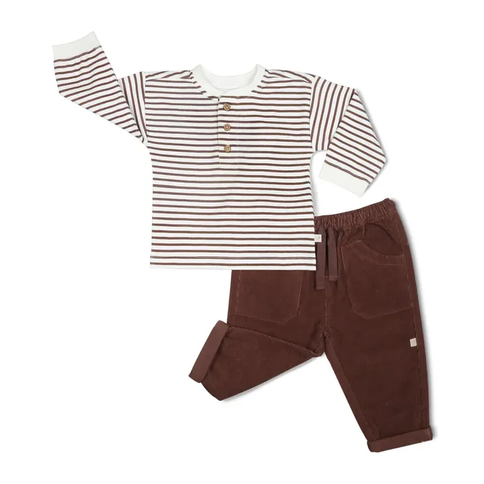 Organic Tee And Corduroy Pant Set – Plum