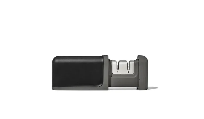 OXO Manual Knife Sharpener – Stainless Steel & Ceramic, Dual-Stage, Black