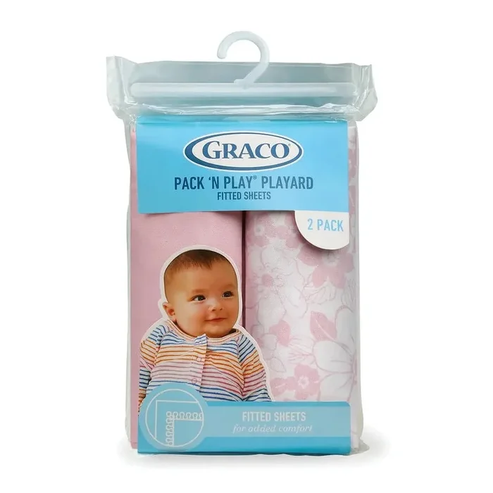Pack ‘n Play® Playard Fitted Sheets, 2 Pack – Floral and Pink