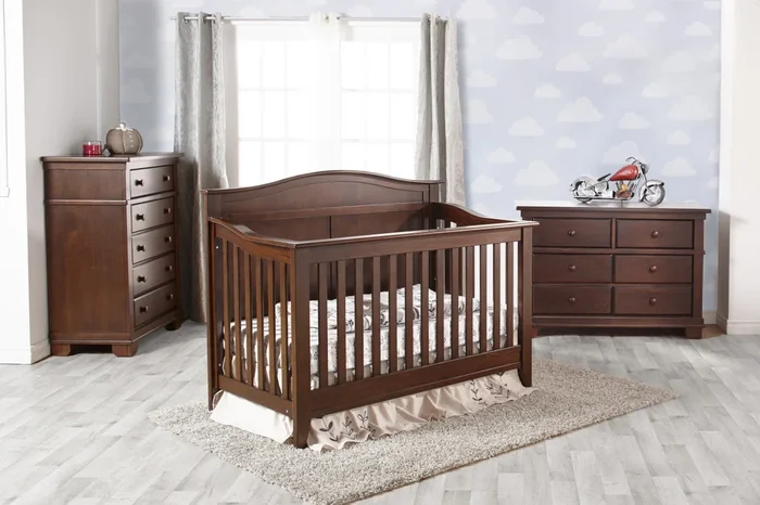 Pali Napoli Arch Top 3 Piece Nursery Set – Forever Crib + Double Dresser + Chest