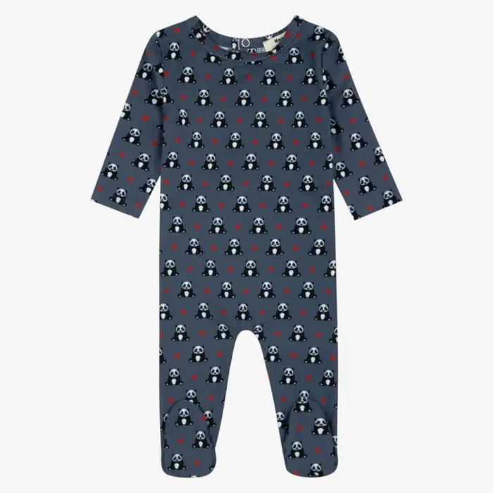 Panda Pattern Footie – Blue