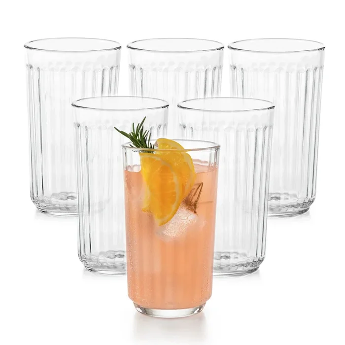 Paneled Tumbler Drinking Glasses – Set of 6