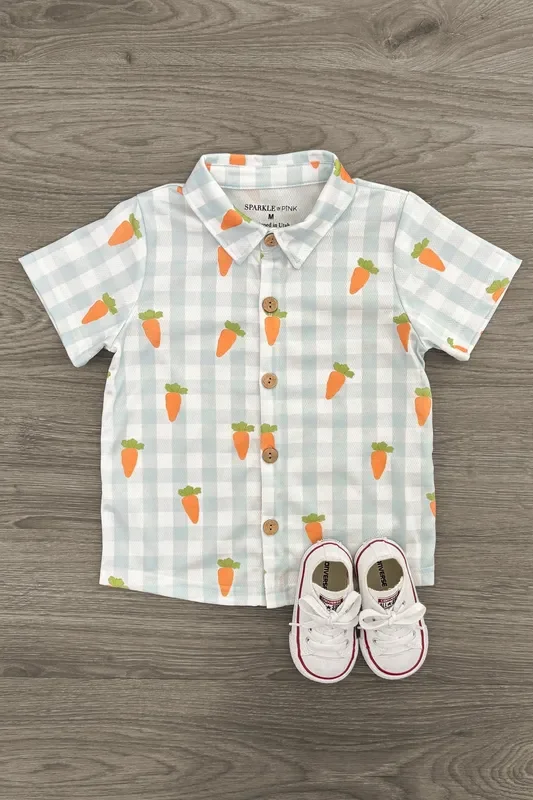 Pastel Checkered Carrot Button Down