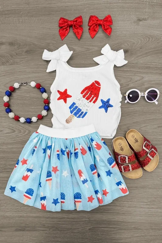 Patriotic Popsicle Tulle Skirt Set