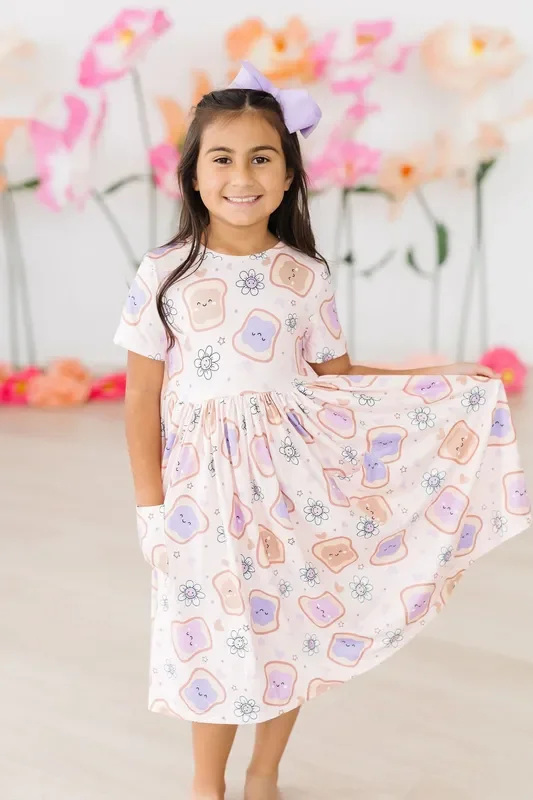 Peanut Butter Jelly Time S/s Pocket Twirl Dress