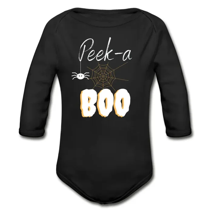 Peek-a-BOO Halloween Organic Long Sleeve Onesie | Dark