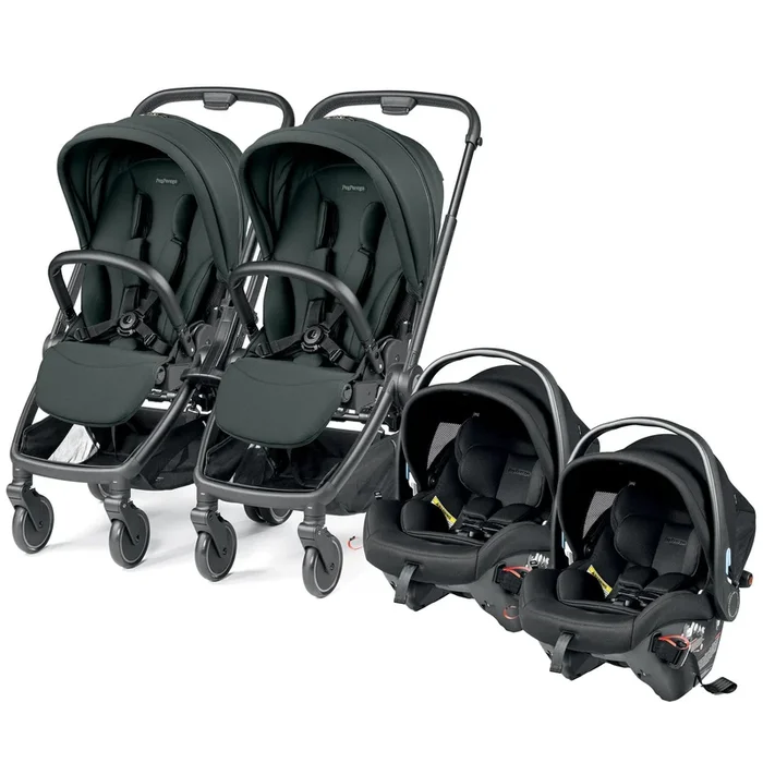 PEG City Loop Twin Stroller + Primo Viaggio Urban Mobility Travel System Bundle – Black / Metal / True Black