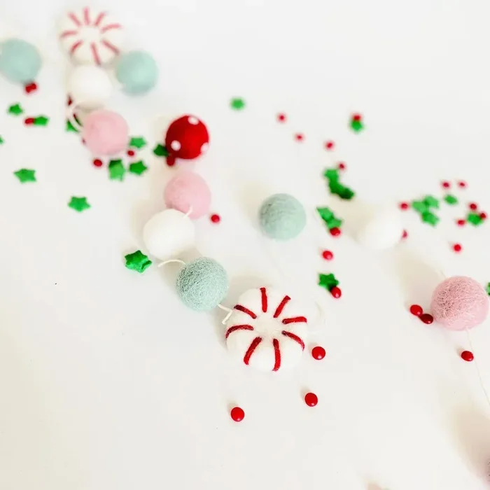 Peppermint Felt Ball Garland