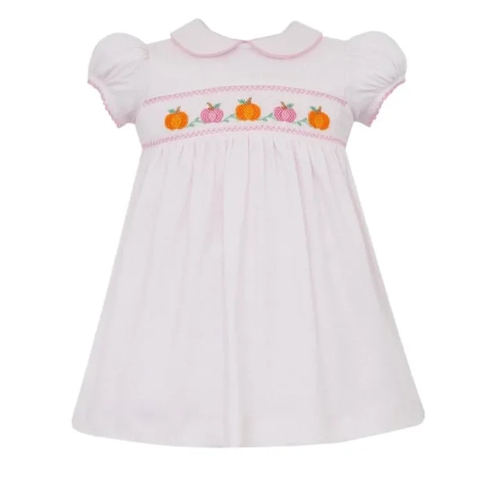 Petit Bebe Knit Pink Gingham Smocked Pumpkin Dress