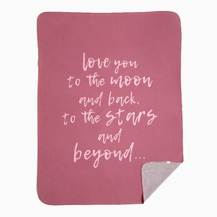 Petit Lem Reversible Blanket – Fly Me To The Moon in Dusty Pink