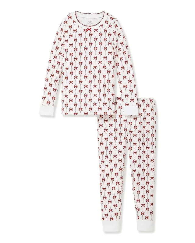 Petite Plume- Kid’s Pima Snug Fit Pajama Set in Blissful Bows