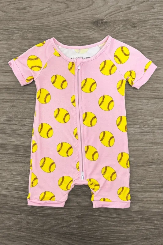 Pink Bamboo Softball Onesie