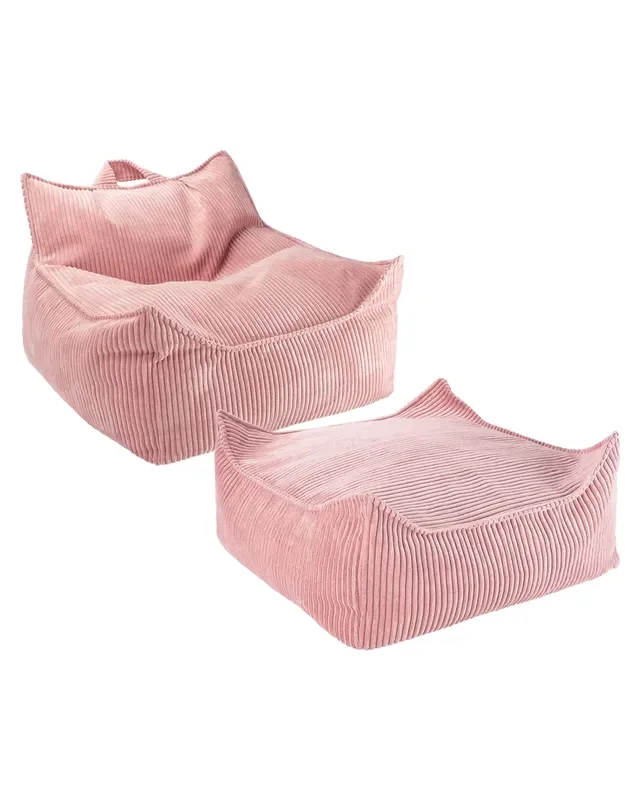Pink Mousse Beanbag Chair And Ottoman Set