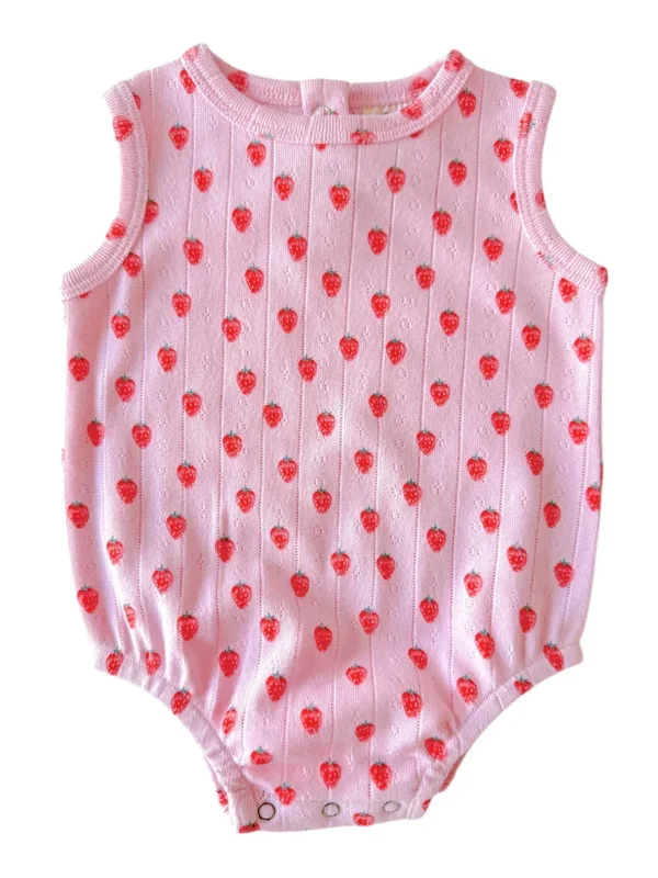 Pink Strawberry Organic Pointelle Dune Bubble