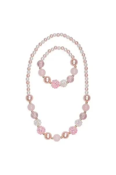 Pinky Pearl Necklace & Bracelet Set