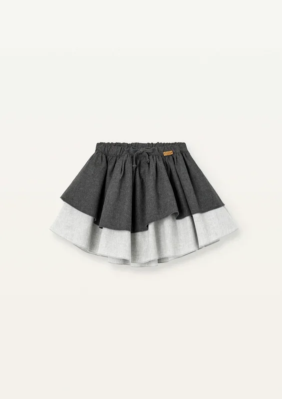 Popelin Anthracite Grey Double Layer Short Skirt (Mod 39.2)