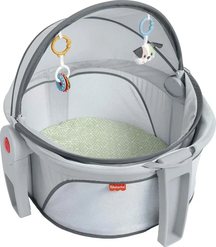 Portable Bassinet On-The-Go Baby Dome, Travel Play Space with Developmental Newborn Toys & Canopy, Puppy Perfection