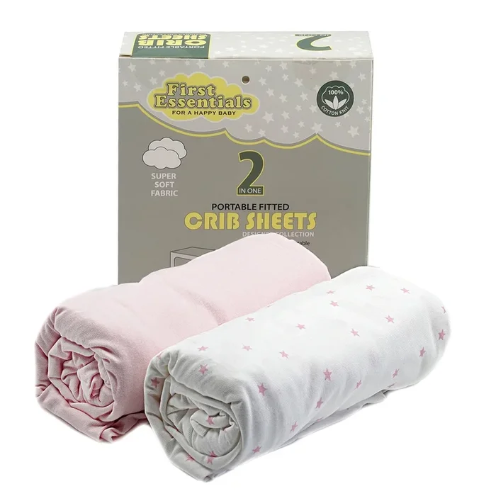 PORTABLE CRIB SHEET 2PK PINK