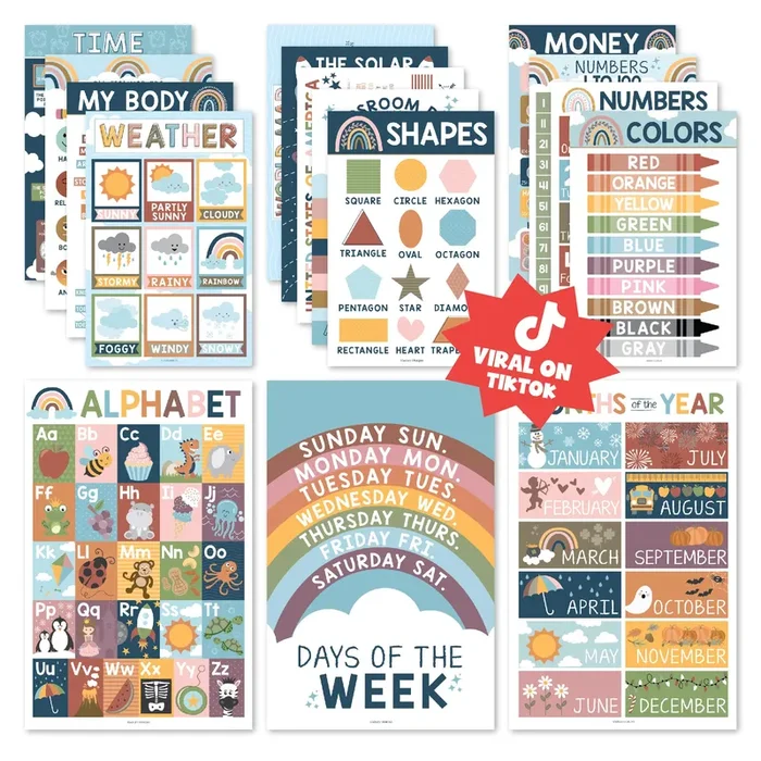 Prek Early Learning Kit: Boho 16 Poster Pack